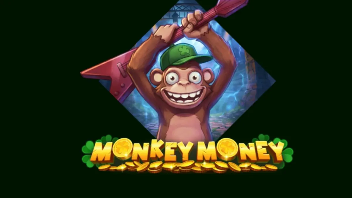 Tampilan visual slot Monkey Money yang menampilkan monyet petualang di dalam dungeon